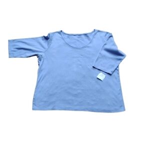 Eileen Fisher Organic Cotton Long Sleeve Top XL Periwinkle Stretch